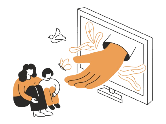 Psikologlarla online görüşme yapan bir kişi